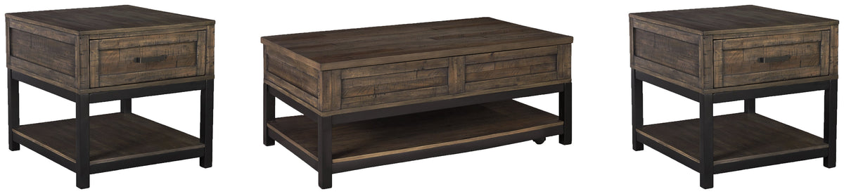 Johurst Coffee Table with 2 End Tables in Grayish Brown by Ashley at Eve Furniture