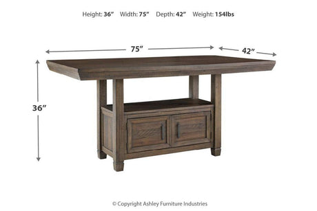 Johurst Grayish Brown Counter Height Dining Table by Ashley at Eve Furniture