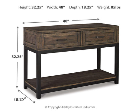 Johurst Grayish Brown Sofa/Console Table by Ashley at Eve Furniture