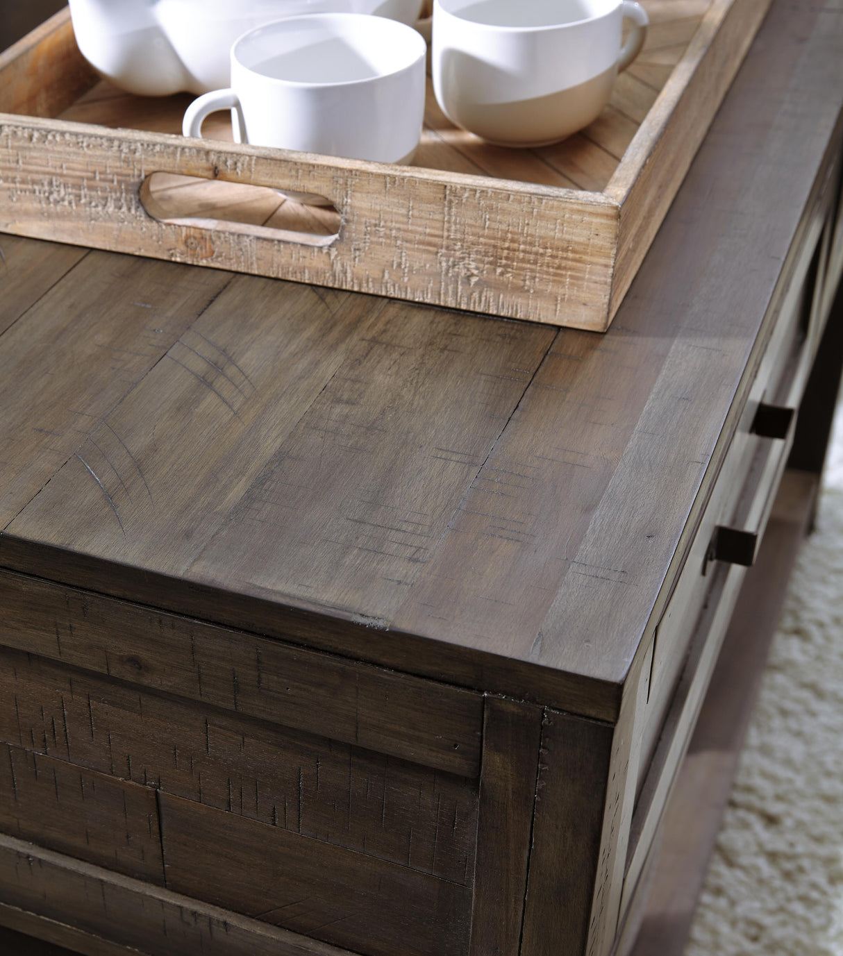 Johurst Grayish Brown Sofa/Console Table by Ashley at Eve Furniture