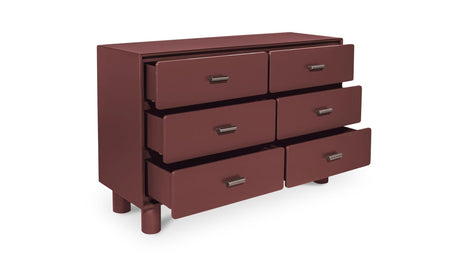 Jolene 6 Drawer Dresser Deep Red by Moe's Home at Eve Furniture