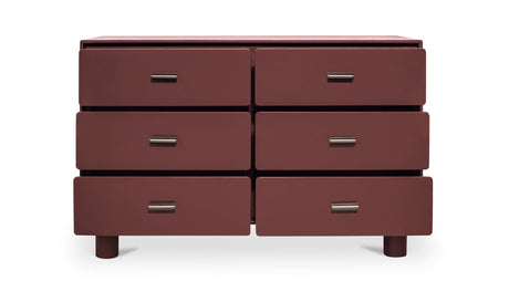 Jolene 6 Drawer Dresser Deep Red by Moe's Home at Eve Furniture