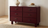 Jolene 6 Drawer Dresser Deep Red by Moe's Home at Eve Furniture