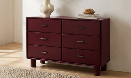 Jolene 6 Drawer Dresser Deep Red by Moe's Home at Eve Furniture
