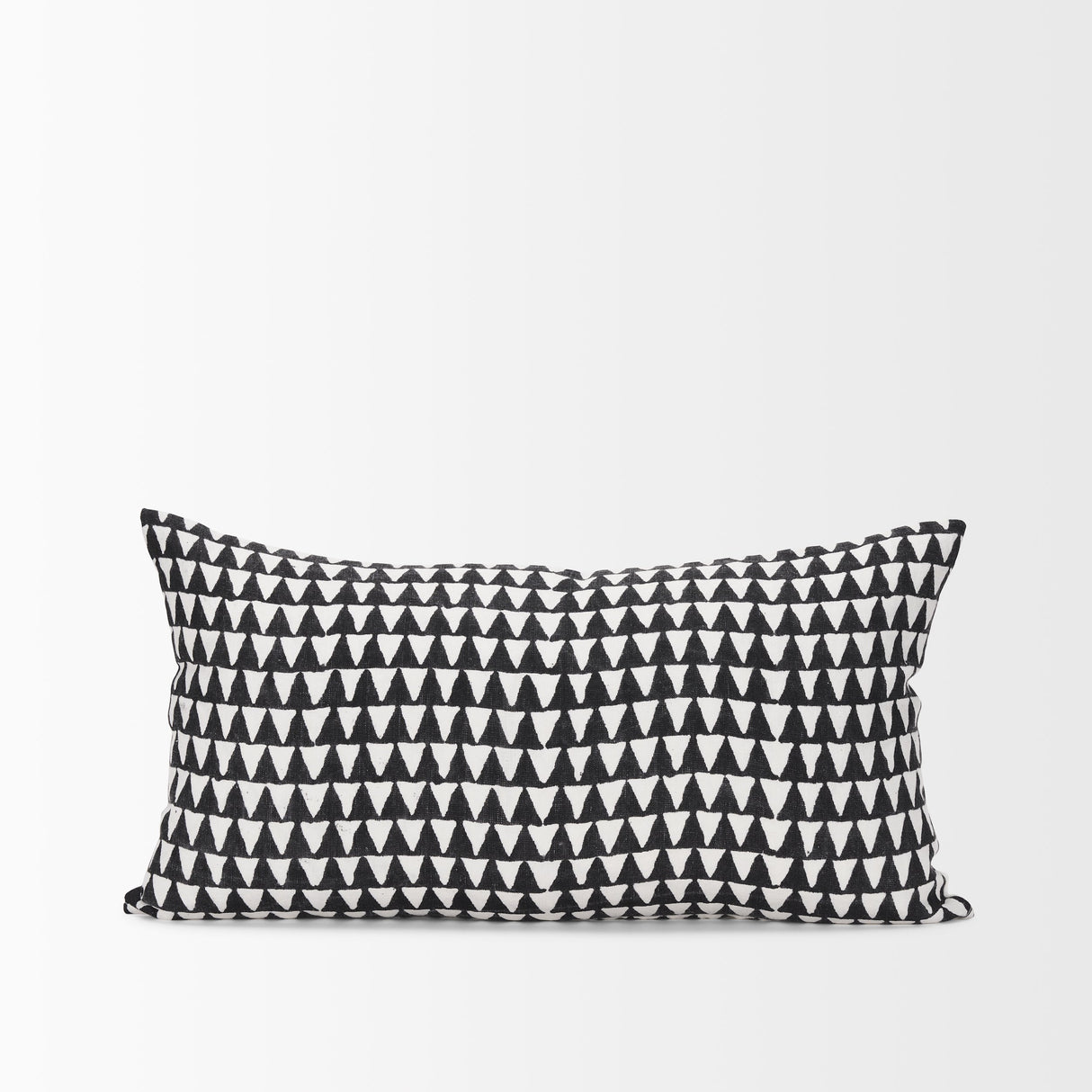 Jolie Cream w/ Black Print Linen Lumbar Decorative Pillow Cover by Mercana at Eve Furniture