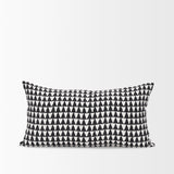 Jolie Cream w/ Black Print Linen Lumbar Decorative Pillow Cover by Mercana at Eve Furniture
