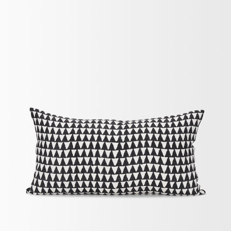 Jolie Cream w/ Black Print Linen Lumbar Decorative Pillow Cover by Mercana at Eve Furniture