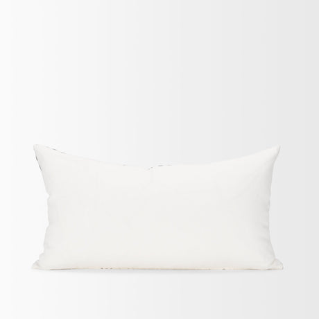 Jolie Cream w/ Black Print Linen Lumbar Decorative Pillow Cover by Mercana at Eve Furniture