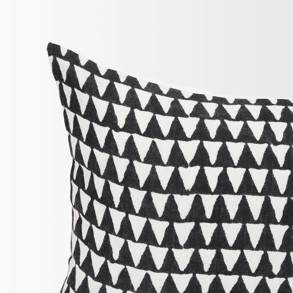Jolie Cream w/ Black Print Linen Lumbar Decorative Pillow Cover by Mercana at Eve Furniture