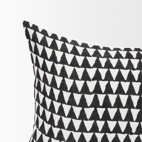 Jolie Cream w/ Black Print Linen Lumbar Decorative Pillow Cover by Mercana at Eve Furniture