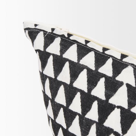 Jolie Cream w/ Black Print Linen Lumbar Decorative Pillow Cover by Mercana at Eve Furniture