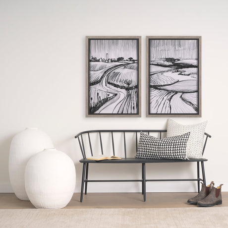Jolie Cream w/ Black Print Linen Lumbar Decorative Pillow Cover by Mercana at Eve Furniture
