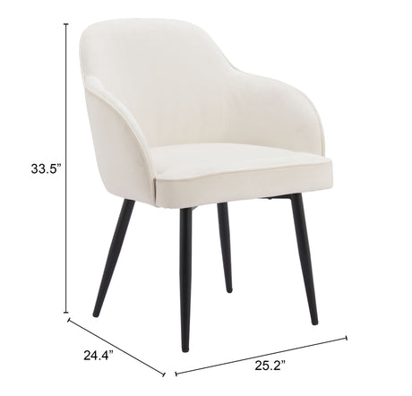 Jolie Ivory Dining Chair (Set of 2) by Zuomod at Eve Furniture