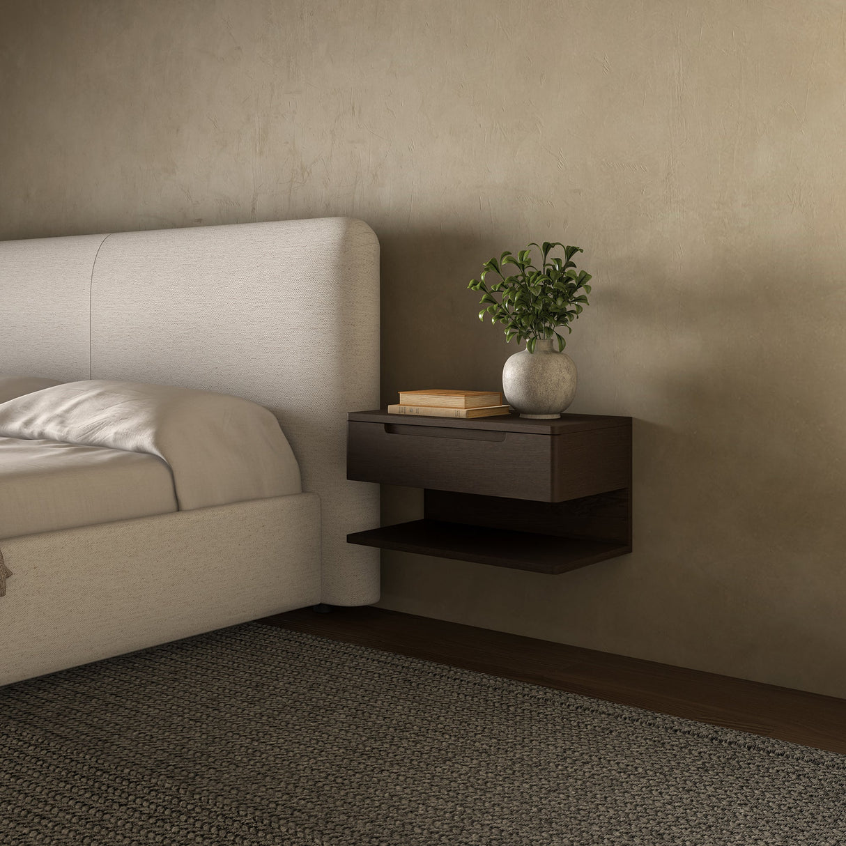 Jonah Dark Brown Floating Nightstand by MOES at Eve Furniture