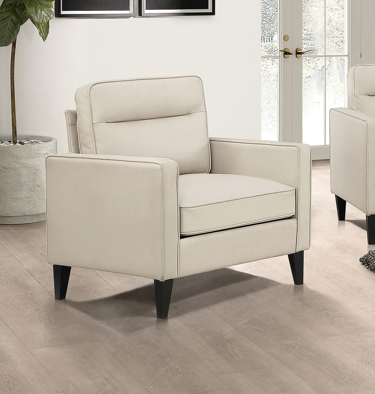 Jonah Ivory Upholstered Track Arm Accent Club Chair