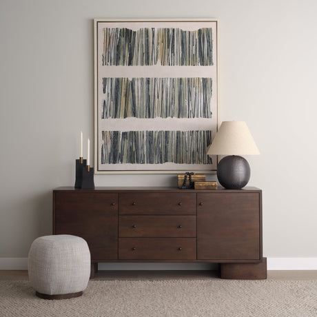 Jonan Dark Brown Wood w/ Dark Aged Brass 2 Door 3 Drawer Sideboard by Mercana at Eve Furniture