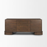 Jonan Dark Brown Wood w/ Dark Aged Brass 2 Door 3 Drawer Sideboard by Mercana at Eve Furniture