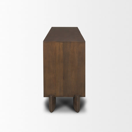 Jonan Dark Brown Wood w/ Dark Aged Brass 2 Door 3 Drawer Sideboard by Mercana at Eve Furniture