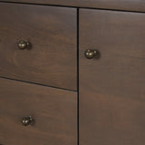 Jonan Dark Brown Wood w/ Dark Aged Brass 2 Door 3 Drawer Sideboard by Mercana at Eve Furniture