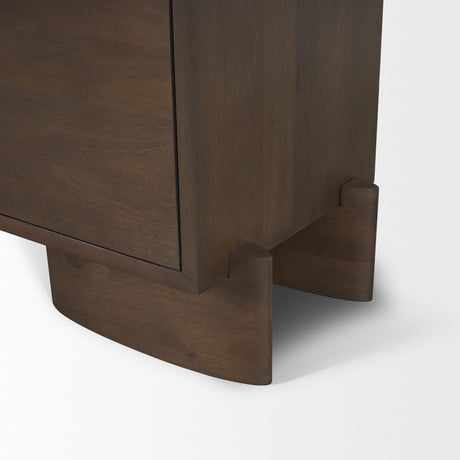 Jonan Dark Brown Wood w/ Dark Aged Brass 2 Door 3 Drawer Sideboard by Mercana at Eve Furniture