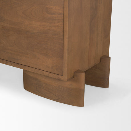 Jonan Medium Brown Wood w/ Dark Aged Brass 2 Door 3 Drawer Sideboard by Mercana at Eve Furniture