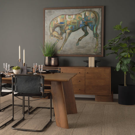 Jonan Medium Brown Wood w/ Dark Aged Brass 2 Door 3 Drawer Sideboard by Mercana at Eve Furniture
