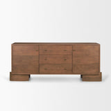 Jonan Medium Brown Wood w/ Dark Aged Brass 2 Door 3 Drawer Sideboard by Mercana at Eve Furniture