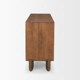Jonan Medium Brown Wood w/ Dark Aged Brass 2 Door 3 Drawer Sideboard by Mercana at Eve Furniture