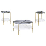 Jonelle Gold 3-Piece Round Coffee and End Table Set by Coaster at Eve Furniture