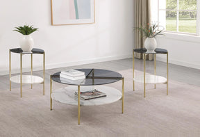 Jonelle Gold 3-Piece Round Coffee and End Table Set by Coaster at Eve Furniture