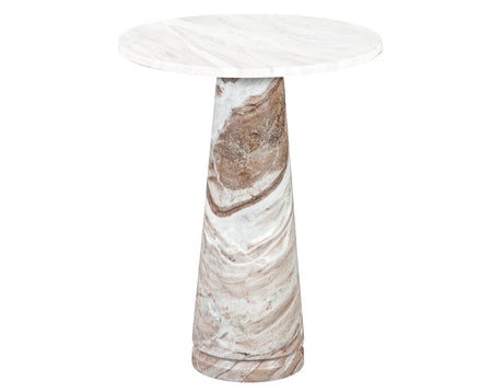 Joni 18″ Round Toronto Brown Marble Accent End Table by Steve Silver at Eve Furniture