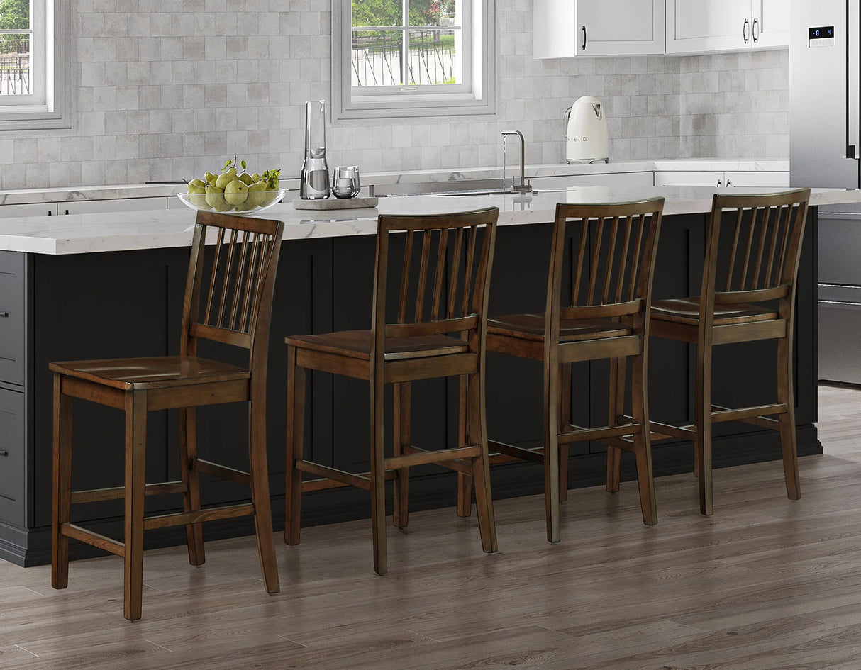 Joplin Solid Wood Walnut Finish 24″ Farmhouse Counter Stool, Set of 2 by Steve Silver at Eve Furniture