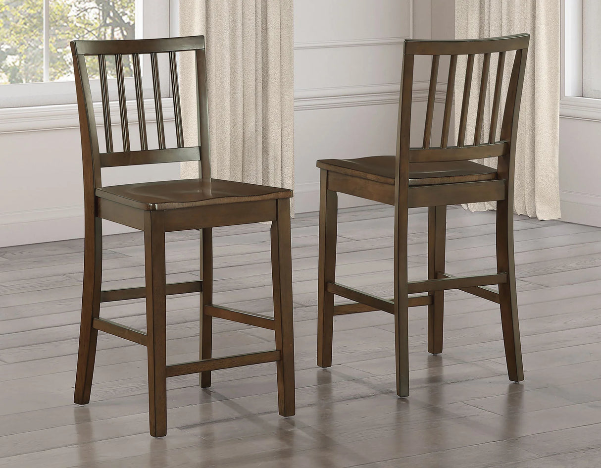 Joplin Solid Wood Walnut Finish 24″ Farmhouse Counter Stool, Set of 2 by Steve Silver at Eve Furniture
