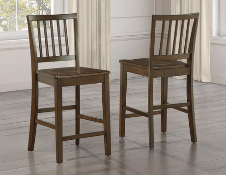 Joplin Solid Wood Walnut Finish 24″ Farmhouse Counter Stool, Set of 2 by Steve Silver at Eve Furniture