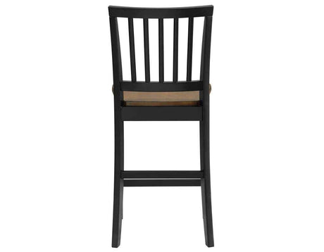 Joplin Walnut and Ebony Finish Solid Wood 24″ Farmhouse Counter Stool by Steve Silver at Eve Furniture