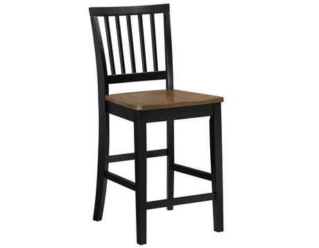 Joplin Walnut and Ebony Finish Solid Wood 24″ Farmhouse Counter Stool by Steve Silver at Eve Furniture