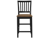 Joplin Walnut and Ebony Finish Solid Wood 24″ Farmhouse Counter Stool by Steve Silver at Eve Furniture