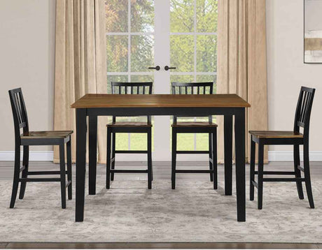 Joplin Walnut and Ebony Finish Solid Wood 24″ Farmhouse Counter Stool by Steve Silver at Eve Furniture