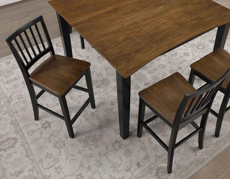Joplin Walnut and Ebony Finish Solid Wood 24″ Farmhouse Counter Stool by Steve Silver at Eve Furniture