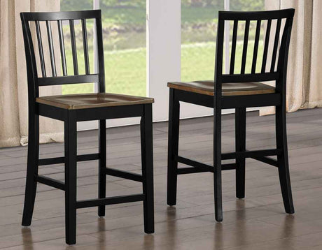 Joplin Walnut and Ebony Finish Solid Wood 24″ Farmhouse Counter Stool by Steve Silver at Eve Furniture