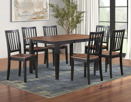 Joplin Walnut/Ebony Dining Table with 12″ Leaf by Steve Silver at Eve Furniture