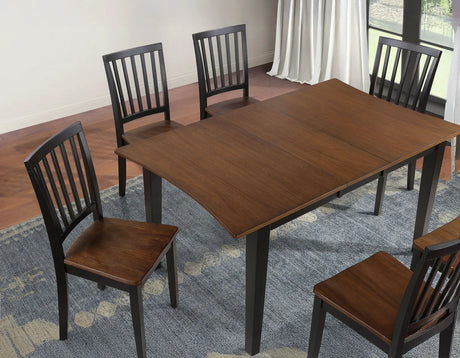 Joplin Walnut/Ebony Dining Table with 12″ Leaf by Steve Silver at Eve Furniture