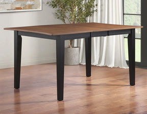 Joplin Walnut/Ebony Dining Table with 12″ Leaf by Steve Silver at Eve Furniture