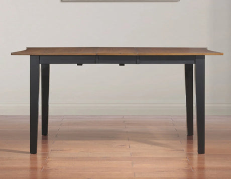 Joplin Walnut/Ebony Dining Table with 12″ Leaf by Steve Silver at Eve Furniture