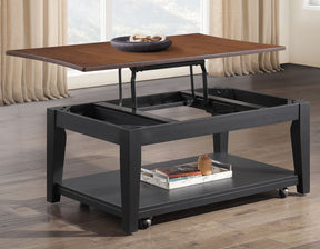Joplin Walnut/Ebony Lift-Top Cocktail Table with Casters by Steve Silver at Eve Furniture