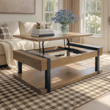 Jorannti Medium Brown Lift-Top Coffee Table by Ashley at Eve Furniture