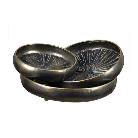 Jordan Bronze 3 Piece Round Metal Trays by Crestview at Eve Furniture