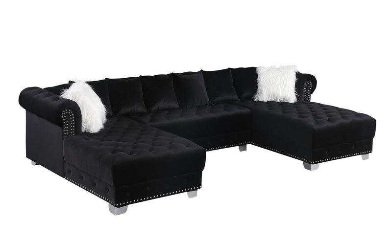 Jordan II Black Double Chaise Velvet Sectional by New Era Innovations at Eve Furniture