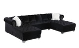 Jordan II Black Double Chaise Velvet Sectional by New Era Innovations at Eve Furniture