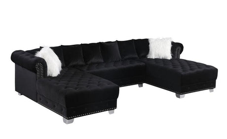 Jordan II Black Double Chaise Velvet Sectional by New Era Innovations at Eve Furniture